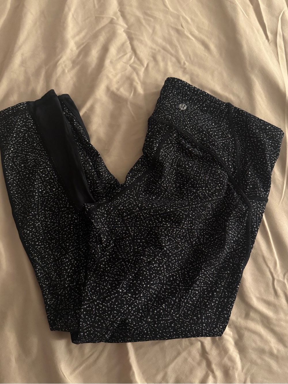 lululemon athletica Black Leggings with White Speckle Print